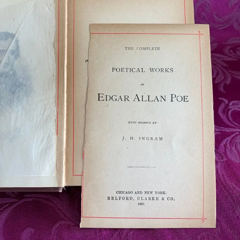 1887 The Complete Poetical Works of Edgar Allan Poe, Antique Book